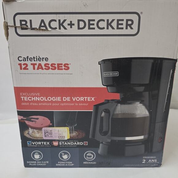 Black & Decker 12 Cup Coffee Maker VORTEX Black Hotter Coffee Sneak Cup - Picture 6 of 6